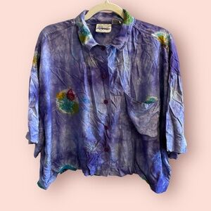 Vintage Hand-Dyed Tie Dye Rayon Button-Up – Artsy Boho